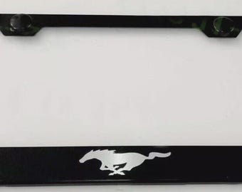 Mustang Logo Stainless Steel License Plate Frame Holder Rust Free