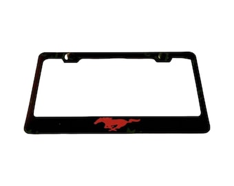 Mustang Logo Stainless Steel License Plate Frame Holder Rust Free
