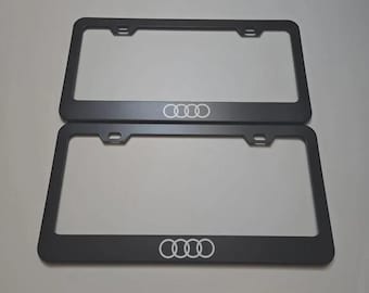 Audi 2x Black Stainless Steel License Plate Frame