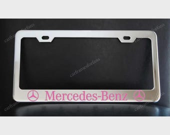 Mercedes Benz Stainless Steel Chrome License Plate Frame Holder Rust Free - Pink
