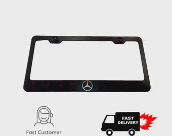 Mercedes Benz Stainless Steel Matte Black License Plate Frame Holder Rust Free