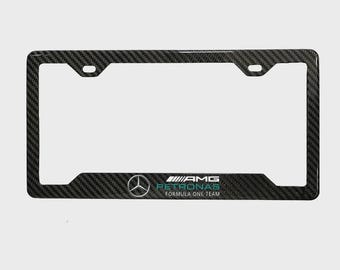 AMG F1 Petronas Mercedes 100% Real Carbon Fiber License Plate Frame - Red & Black