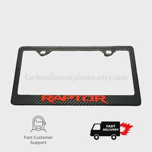 Raptor R 100% Real Carbon Fiber License Plate Frame - Red & Black