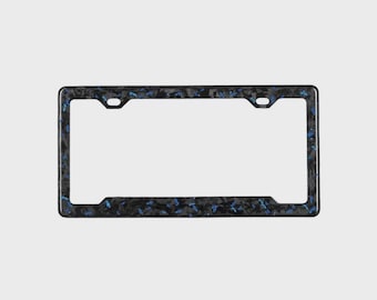 Blue Flake Forged Carbon Fiber License Plate Frame | Real Carbon