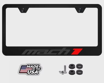 Mustang Mach 1 License Plate Frame Black Metal