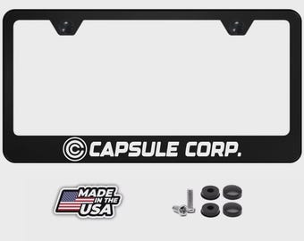 Capsule Corp License Plate Frame | Black Metal | Anime Japanese | Dragon Ball Z