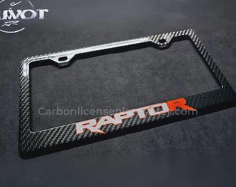 Marco de matrícula Raptor R 100% fibra de carbono real - Rojo y negro