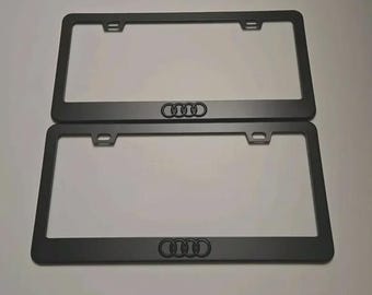 Audi 2x Black Stainless Steel License Plate Frame