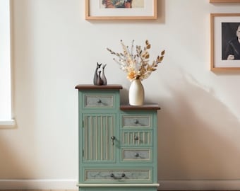 Mueble auxiliar vintage con cajones, cómoda de madera, aparador organizador