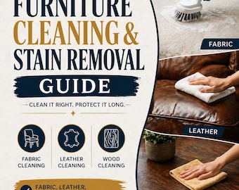 Guía digital para la limpieza y eliminación de manchas en muebles, telas, cuero y madera. Ayuda para el hogar.