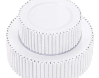 Set wegwerpkralenborden – 72-delige gouden of zilveren rand | 36 diner (10") en 36 dessert (7,5") | Elegant servies voor feesten en evenementen