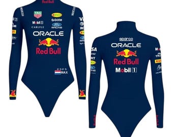 Traje de cuerpo completo de Fórmula 1 para mujer inspirado en Max Verstappen – Traje de motor de capa base estilo Red Bull Racing