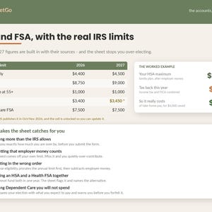 Open Enrollment Spreadsheet Template Excel Google Sheets | Health Insurance Plan Comparison, HSA FSA Calculator, Benefits Decision Tool image 5