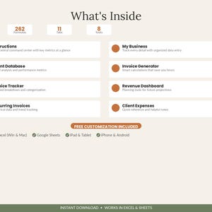Invoice Tracker Spreadsheet | Small Business Client CRM (Excel, Google Sheets) imagen 2