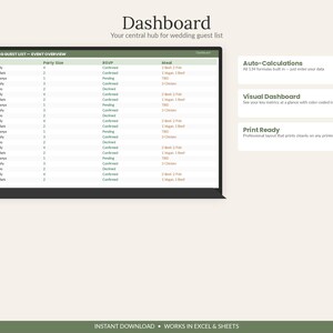 Wedding Guest List Spreadsheet | RSVP Tracker & Seating Chart Excel Google Sheets | Wedding Planner Guest List Manager Template image 3