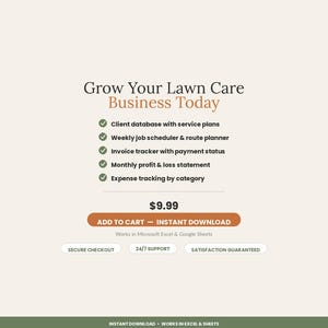 Lawn Care Business Spreadsheet Template | Landscaping Client Route Invoice Tracker Excel Google Sheets image 7