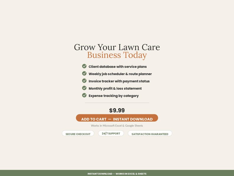 Lawn Care Business Spreadsheet Template | Landscaping Client Route Invoice Tracker Excel Google Sheets image 7