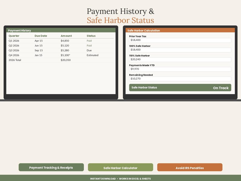Quarterly Estimated Tax Calculator Spreadsheet | Self Employed 1099 Tax Estimator Excel Google Sheets | Freelancer Tax Planner Template image 6