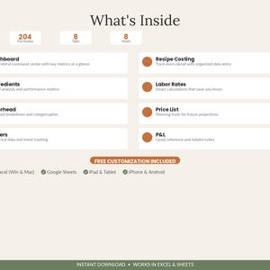Feuille de calcul des prix pour la boulangerie | Suivi des coûts des recettes et des commandes (Excel Google Sheets) | Formulaire de commande pour la boulangerie à domicile, calcul des coûts des recettes image 2