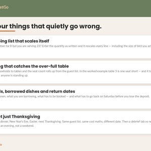 Thanksgiving Planner Spreadsheet Template Excel Google Sheets | Holiday Dinner Hosting, Guest List, Menu and Cost Per Person Calculator image 6