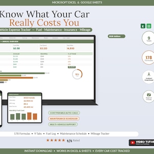 Planilha de Controle de Despesas com Veículos | Registro de Manutenção do Carro (Excel, Planilhas Google)