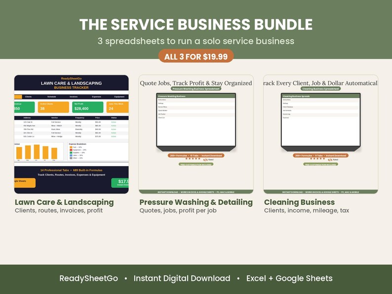 Servicepakket voor bedrijven | Gazononderhoud, hogedrukreiniging & schoonmaak | Factuur- en takenoverzichten voor klanten | Excel, Google Sheets afbeelding 4