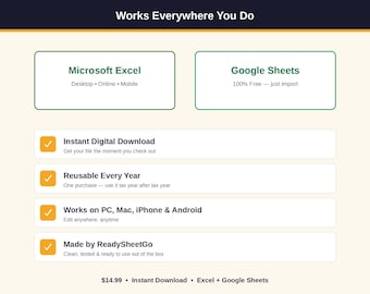 Quarterly Estimated Tax Calculator Spreadsheet | Self Employed 1099 Tax Estimator Excel Google Sheets | Freelancer Tax Planner Template
