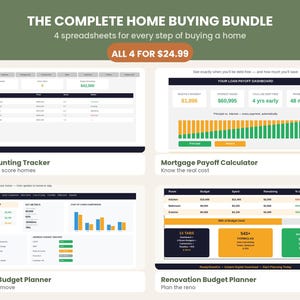 Home Buying Bundle | House Hunting, Mortgage, Moving & Renovation Budget Spreadsheets | Excel, Google Sheets | First Time Buyer image 1