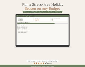 Christmas Budget Planner Spreadsheet | Holiday Gift Tracker Excel Google Sheets | Christmas Gift List & Savings Template