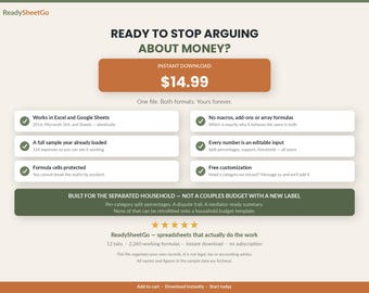 Co-Parenting Expense Tracker Spreadsheet | Shared Child Expenses, Custody Log (Excel, Google Sheets)