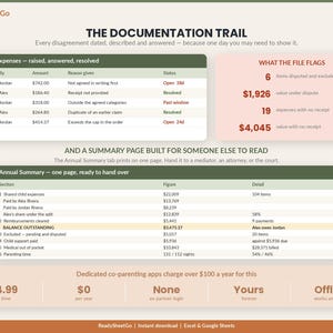 Co-Parenting Expense Tracker Spreadsheet | Shared Child Expenses, Custody Log (Excel, Google Sheets) image 3