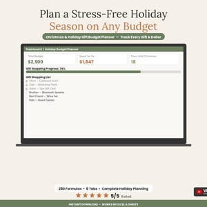 クリスマス予算プランナースプレッドシート | ホリデーギフトトラッカーExcel Googleスプレッドシート | クリスマスギフトリスト＆貯蓄テンプレート