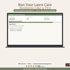 Lawn Care Business Spreadsheet Template | Landscaping Client Route Invoice Tracker Excel Google Sheets image 1