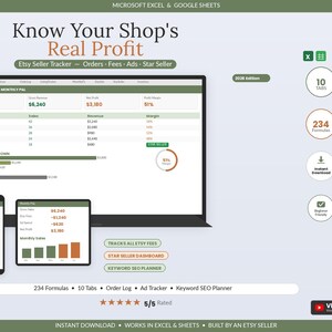 Planilha de Acompanhamento de Lucros para Vendedores do Etsy | Contabilidade em Excel e Planilhas Google (Download Digital)