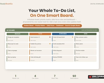 Kanban Task Tracker | Priority Matrix, Daily Planner (Excel, Google Sheets)