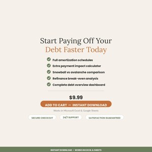 Loan & Mortgage Payoff Calculator Spreadsheet | Amortization Schedule Excel Google Sheets | Extra Payment Early Payoff Template image 7