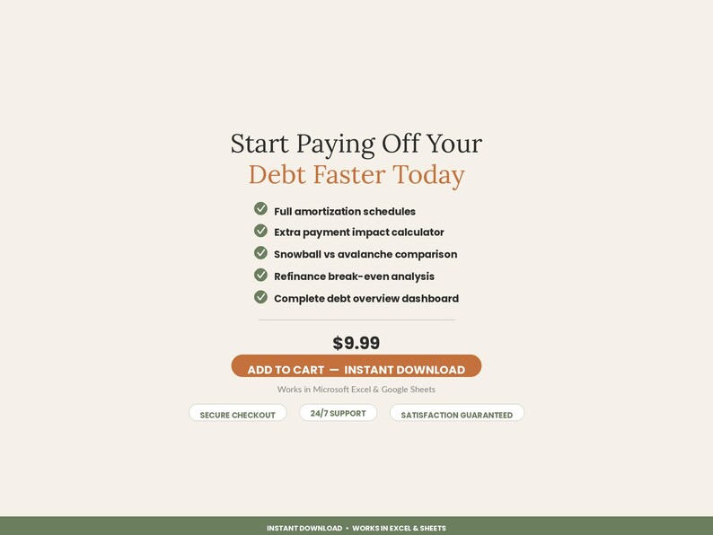 Loan & Mortgage Payoff Calculator Spreadsheet | Amortization Schedule Excel Google Sheets | Extra Payment Early Payoff Template image 7