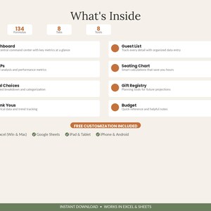 Wedding Guest List Spreadsheet | RSVP Tracker & Seating Chart Excel Google Sheets | Wedding Planner Guest List Manager Template image 2