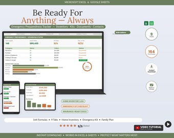 Sjabloon voor een spreadsheet voor noodsituaties | Inventarislijst voor thuis (Excel, Google Sheets) | Verzekeringsclaim voor huishoudens