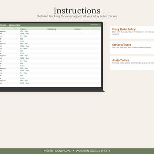 Etsy Seller Profit Tracker | Excel Google Sheets Bookkeeping (Digital Download) image 4