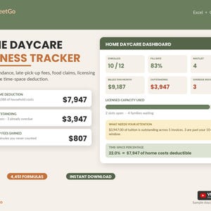 Home Daycare Spreadsheet | Childcare Tuition, Attendance, Tax Tracker (Digital Download) image 7