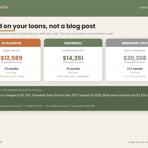 Student Loan Payoff Tracker Spreadsheet Template Excel Google Sheets | Debt Avalanche Snowball Calculator, IDR Estimator, Forgiveness Log image 5