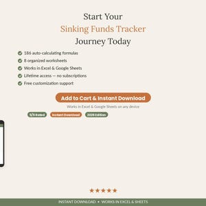 Sinking Funds Tracker Spreadsheet Excel Google Sheets | Savings Goal Planner | Cash Envelope Budget & Dave Ramsey Sinking Fund Tool image 7
