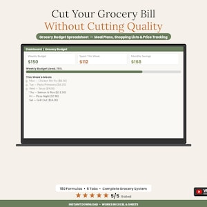 Sjabloon voor een boodschappenbudgetspreadsheet | Kortingsbonnen bijhouden in Excel of Google Sheets | Prijsvergelijking voor boodschappenuitgaven afbeelding 1