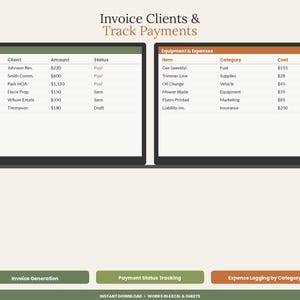 Lawn Care Business Spreadsheet Template | Landscaping Client Route Invoice Tracker Excel Google Sheets image 6