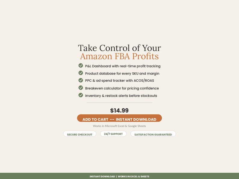 Planilha de cálculo de lucro do Amazon FBA | Rastreador de taxas de vendedor FBA e ACoS no Excel e Google Sheets | Modelo de inventário PPC imagem 7