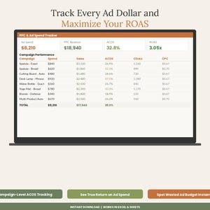 Planilha de cálculo de lucro do Amazon FBA | Rastreador de taxas de vendedor FBA e ACoS no Excel e Google Sheets | Modelo de inventário PPC imagem 4