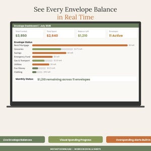 Cash Stuffing Spreadsheet | Cash Envelope Budget Tracker Excel Google Sheets | Digital Envelope Budgeting Paycheck Planner image 4
