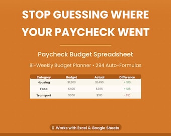 Budget by Paycheck Spreadsheet 2026 | Weekly Biweekly Monthly Bill Calendar | Sinking Funds Cash Stuffing Dashboard Excel Google Sheets
