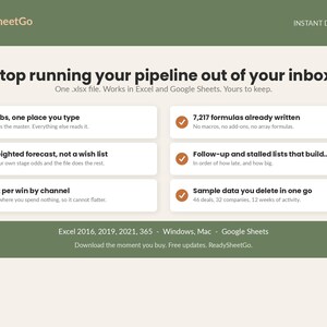 Client CRM Spreadsheet Template Excel Google Sheets | Sales Pipeline Tracker, Lead Follow Up, Weighted Forecast for Small Business image 7